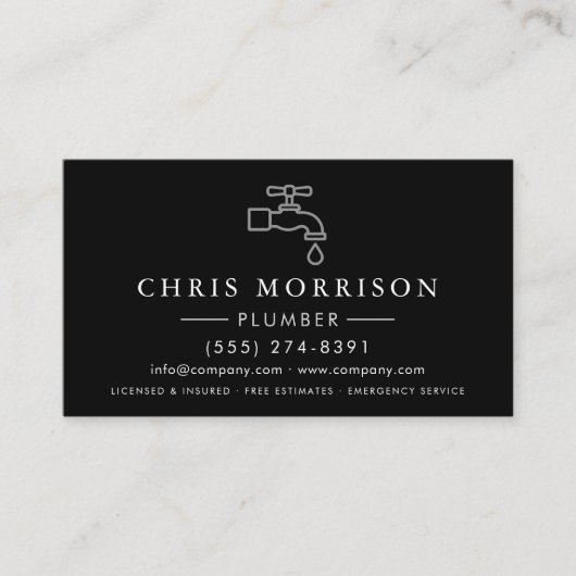 Carte De Visite Plumbing Service and Repair Plumber QR Code (Devant)