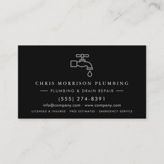 Carte De Visite Plumbing Service QR Code Faucet Water Drop Icon (Devant)