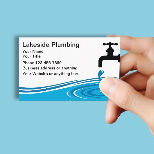 Carte De Visite Plumbing Service Water Leak Simple Graphic