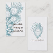 Carte De Visite Plume bleue de paon (Devant / Derrière)