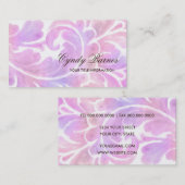 Carte de visite Plume couleur rose et violet (Devant / Derrière)