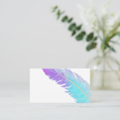 Carte De Visite plume d'aquarelle bleu et violet tendance personna (Debout devant)