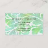 Carte De Visite Plume d'aquarelle verte Aqua (Dos)