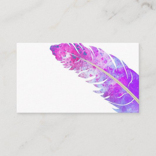Carte De Visite plume d'aquarelle violet tendance personnalisée (Devant)