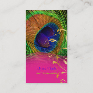 Carte De Visite Plume de paon de PixDezines+remous en filigrane
