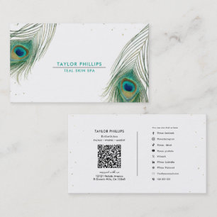 Carte De Visite Plume de paon point doré Moderne Bohème