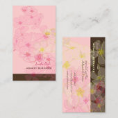 CARTE DE VISITE PLUMÉRIAS ROSE RETRO/COULEUR ARRIÈRE - PLAN DO-IT- (Devant / Derrière)