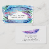 Carte De Visite Plumes Aquarelle Boho Bird Girly Chic (Devant / Derrière)