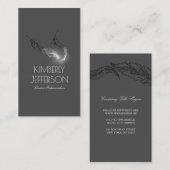 Carte De Visite Plumes argentées chics d'auteur d'auteur élégantes (Devant / Derrière)