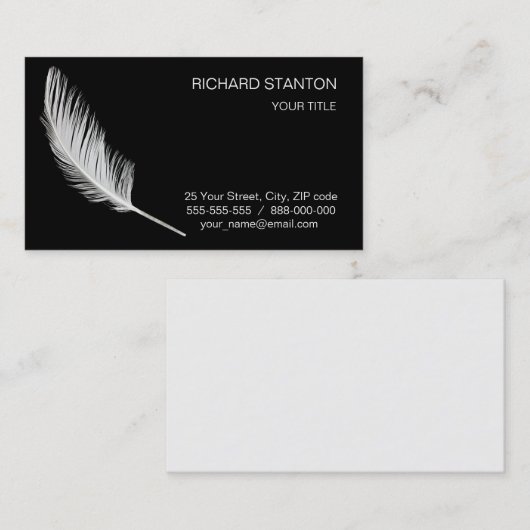 Carte De Visite Plumes blanches (Devant / Derrière)