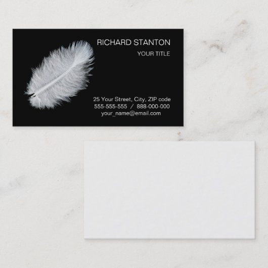 Carte De Visite Plumes blanches (Devant / Derrière)