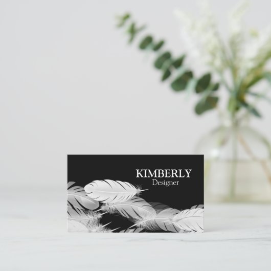 Carte De Visite Plumes blanches (Debout devant)