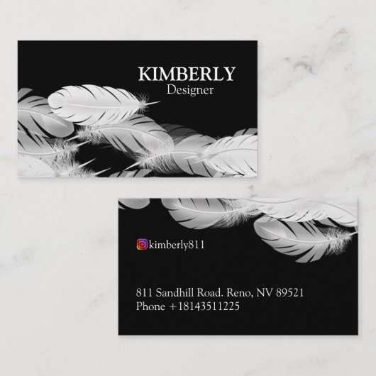 Carte De Visite Plumes blanches (Devant / Derrière)