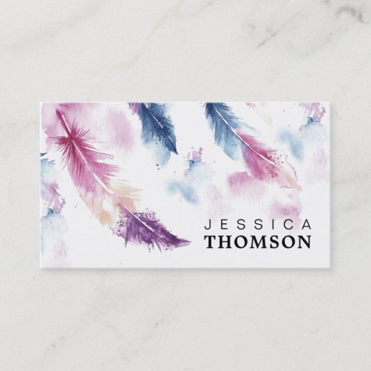 Carte De Visite Plumes d'aquarelle (Devant)