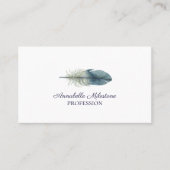 Carte De Visite Plumes d'aquarelle bleu à main chic (Devant)