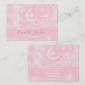 Carte De Visite Plumes de Dreamcatcher blanc et rose mignonne Mand (Devant / Derrière)