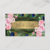 Carte De Visite Plumes de paon | Fleurs roses (Dos)