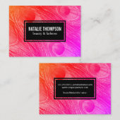 Carte De Visite Plumes de paon lumineuses modernes (Devant / Derrière)