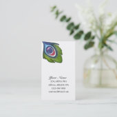 Carte De Visite Plumes de paon sur blanc (Debout devant)