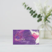 Carte De Visite Plumes de paon violet Mariage chic (Debout devant)