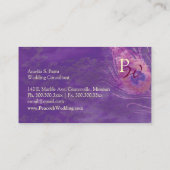 Carte De Visite Plumes de paon violet Mariage chic (Dos)
