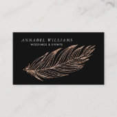 Carte De Visite Plumes de Parties scintillant Black et Rose Gold F (Devant)