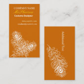 Carte De Visite Plumes d'oiseau de paon de costumier de mode (Devant / Derrière)