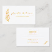 Carte De Visite Plumes jaunes minimaliste (Devant / Derrière)
