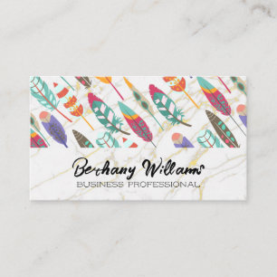 Carte De Visite Plumes Marbre à huile d'or