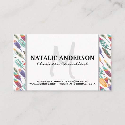 Carte De Visite Plumes Motif de la nature (Devant)