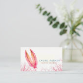 Carte De Visite Plumes roses Aquarelle Boho Girly Chic (Debout devant)