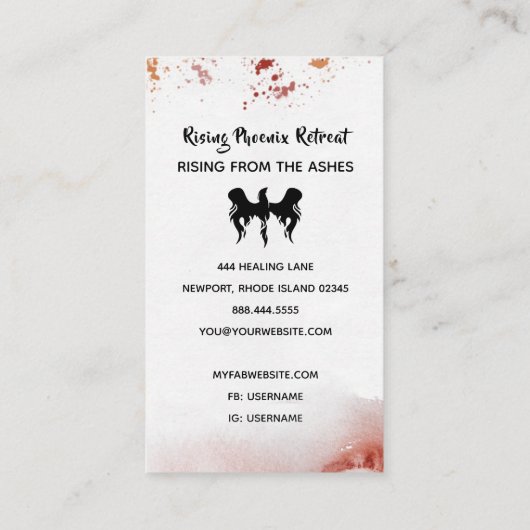 Carte De Visite *~* Plumes rouges oranges Flamme Phoenix noir (Dos)