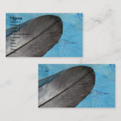Carte De Visite Plumes sur Arrière - plan bleu (Devant / Derrière)