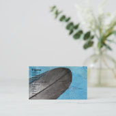 Carte De Visite Plumes sur Arrière - plan bleu (Debout devant)