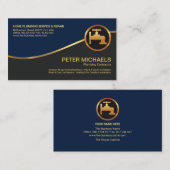 Carte De Visite Plumeur de couches bleues stylisées Gold Wave (Devant / Derrière)