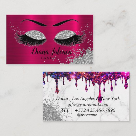 Carte De Visite PMU Lashes Artiste Sparkling Silver Gold (Devant / Derrière)