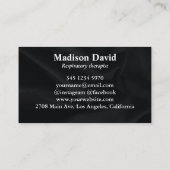 Carte De Visite Pneumologue respiratoire Noir minimal (Dos)