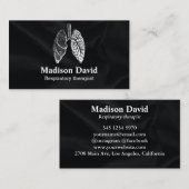 Carte De Visite Pneumologue respiratoire Noir minimal (Devant / Derrière)