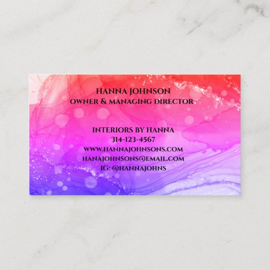 Carte De Visite Pnk Gold Marble Agate Monogramme géode initial (Dos)