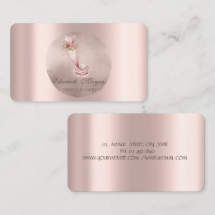 Carte De Visite Poche à douille de boulangerie Fleurs Rose Gold Ci