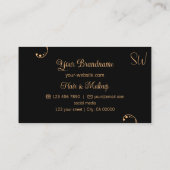 Carte De Visite Poche élégante et Ornat noir chic avec Monogramme (Dos)