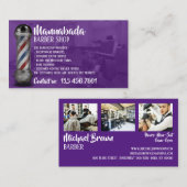 Carte De Visite Poche en barbier encadré de photo violette (Devant / Derrière)