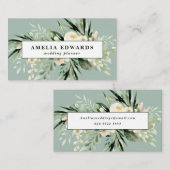 Carte De Visite Poche et crème aquarelle feuille + feuillage moder (Devant / Derrière)