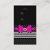 Carte De Visite Poche rose Point rose noir rayure rose diamant Bow (Dos)