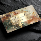 Carte De Visite Poche Verte Profonde Et Marbre Aquarelle Or