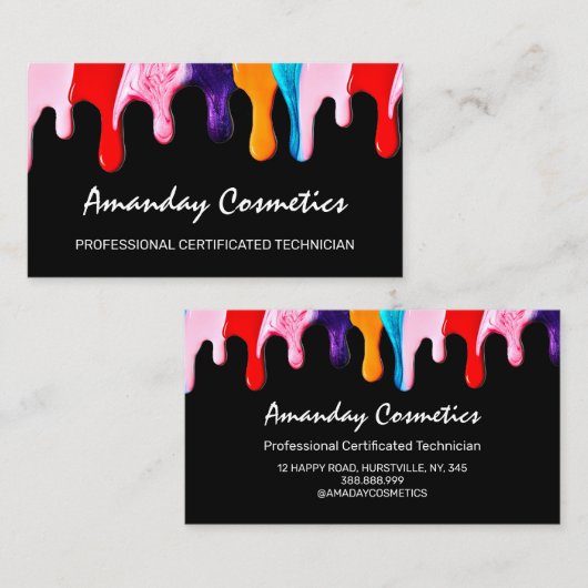Carte De Visite Poches de technicien professionnel de l'ongle noir (Devant / Derrière)