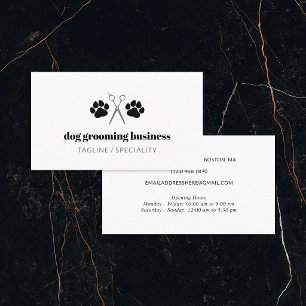 Carte De Visite Poches noires et ciseaux Chien Grooming