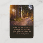 Carte De Visite Pocket Keepsaké Memorial Nature Path Trail Trees (Devant)