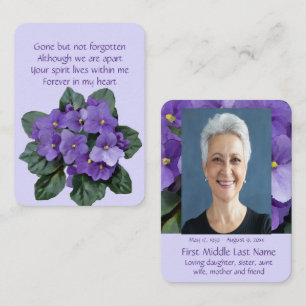 Carte De Visite Pocket Keepsaké Memorial violet africain violet vi