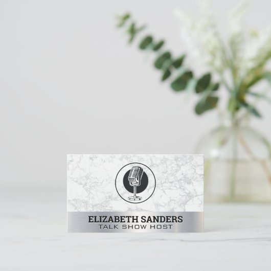 Carte De Visite Podcast Old Microphone (Debout devant)